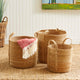 3-Piece Seagrass Round Basket Set With Long Handles