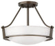 Hinkley Hathaway Medium Semi-Flush Mount, Olde Bronze With Etched White Glass