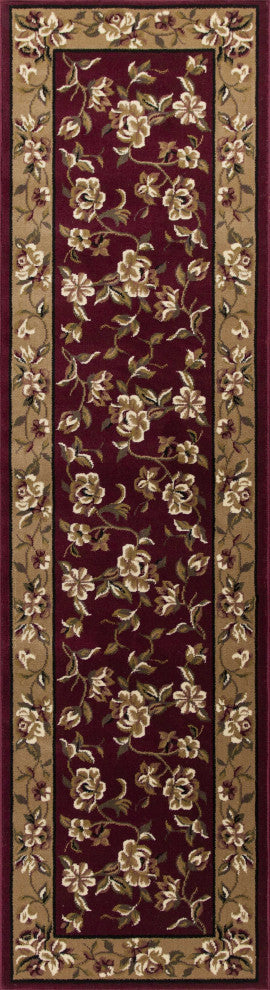 HomeRoots 10'x13' Red Beige Machine Woven Floral Traditional Indoor Area Rug
