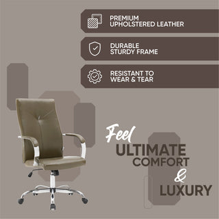 LeisureMod Sonora High-Back Adjustable Leather Conference Chair, Olive Green