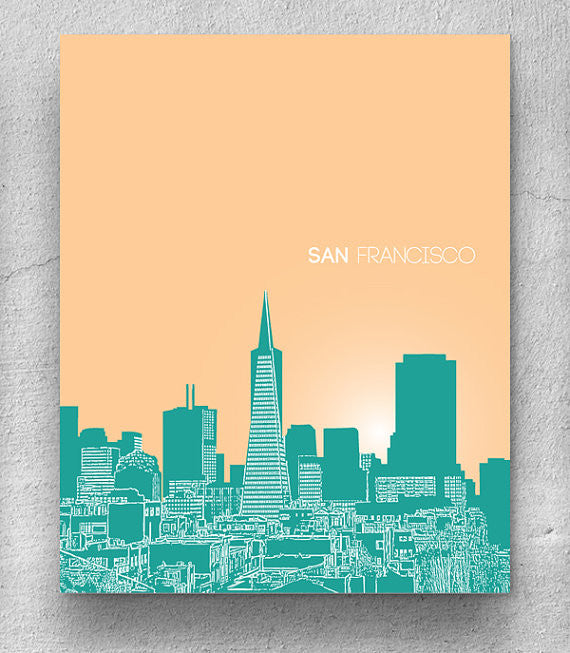 San Francisco City Skyline Art Poster