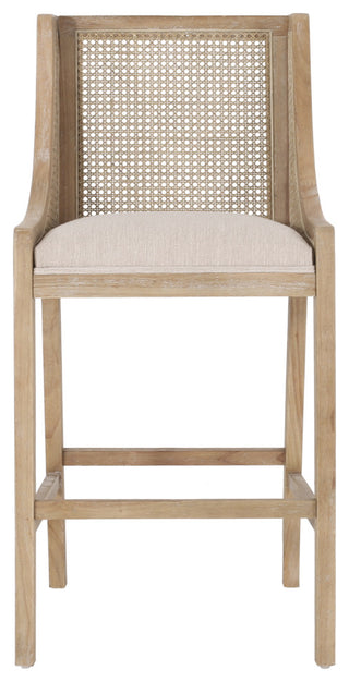 Oneida Rustic Fabric Upholstered Wood and Cane 30 inch Barstools, Set of 2, Beige