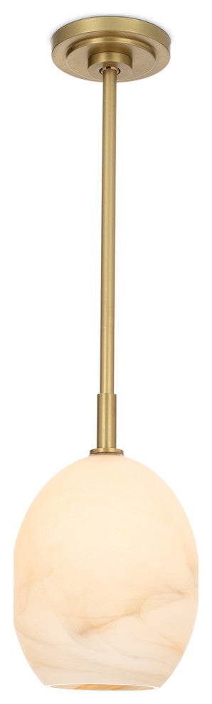 Artemis Pendant Single, Natural Brass With Alabaster Glass