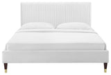 Peyton Performance Velvet Twin Platform Bed, White