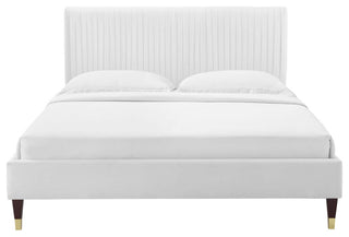 Peyton Performance Velvet Twin Platform Bed, White