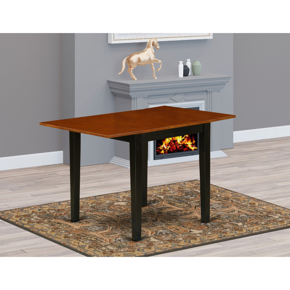 Norden Rectangular Table 30"X48" With 2 Drop Leaves, Black and Cherry Finish