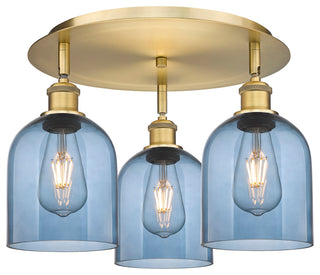 Ballston-Bella 3-Light 18" Flush Mount, Brushed Brass, Princess Blue