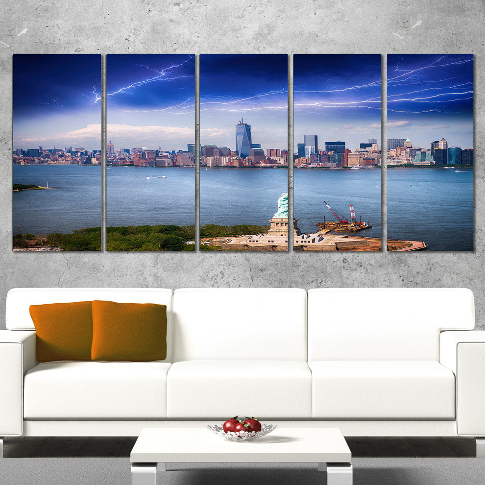 "Statue of Liberty and Skyline" Canvas Print, 5 Panels