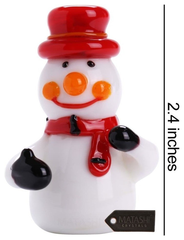 Murano Christmas Winter Decorative Glass Snowman Figurine , Red