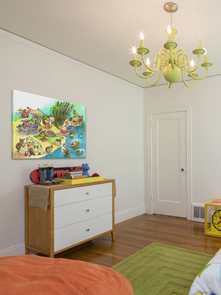 "Turtle Beach Party" Painting Print on Wrapped Canvas