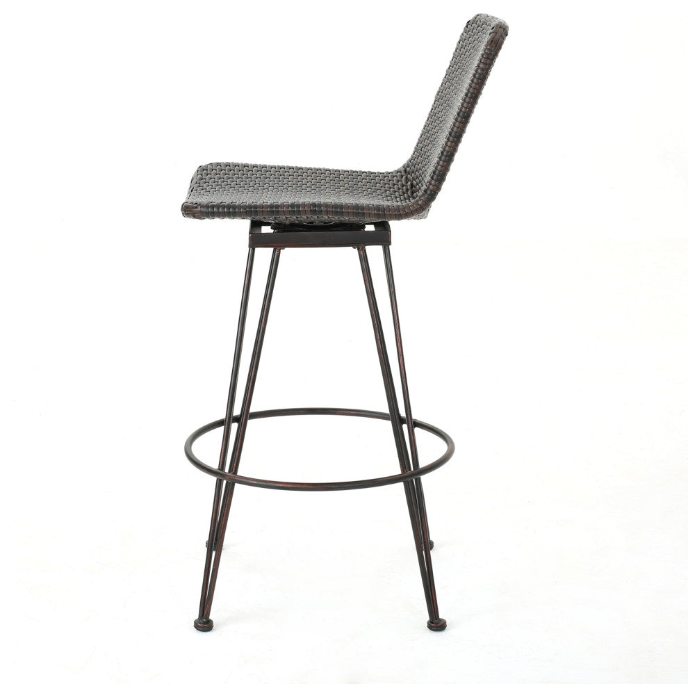 GDF Studio Pines Outdoor Wicker Bar Stools, Set of 2