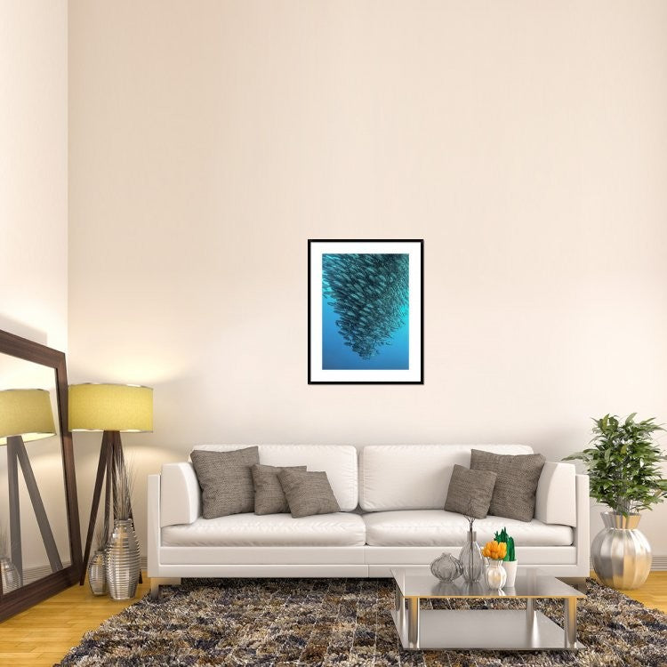 "Schooling Jackfishes" Framed Digital Print by Henry Jager, 30x38"