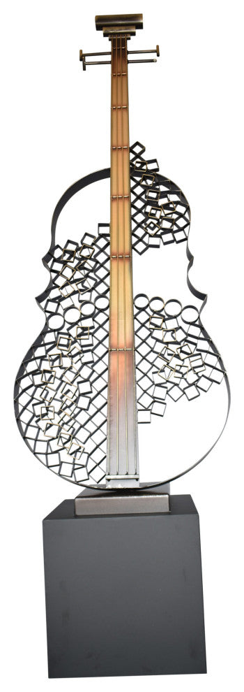 Creative And Modern Metal Guitar on Base Art Piece Size: 21" x 18" x 71"H