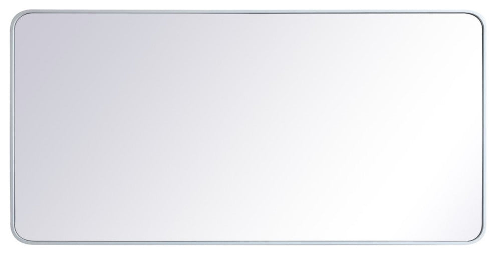 Elegant MR803060WH Soft Corner Metal Rectangular Mirror 30X60", White
