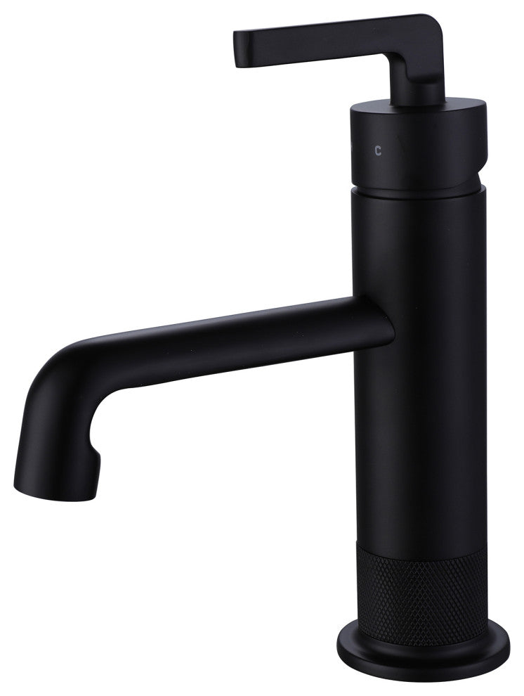 Deck Mounted Single Lever Handle Low-Arc Bathroom Vessel Faucet, Matte Black