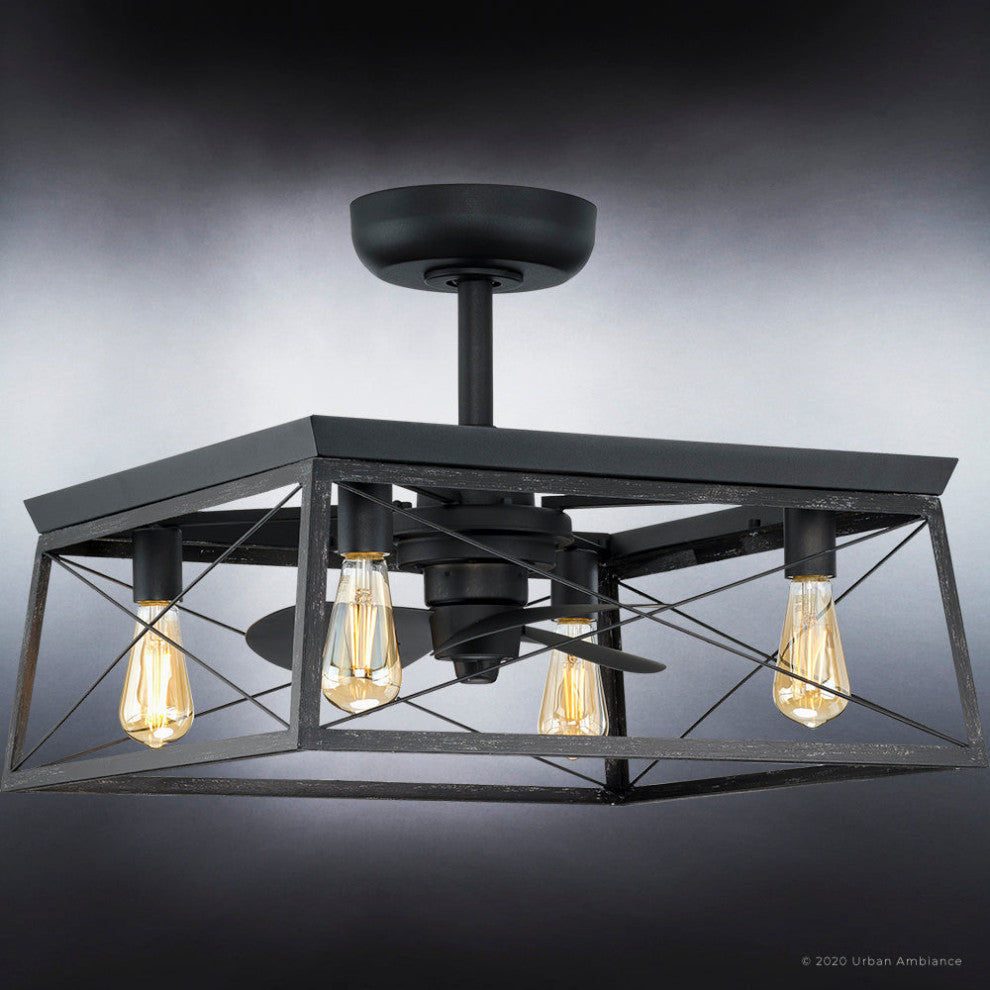 Luxury Farmhouse Ceiling Fan, Midnight Black