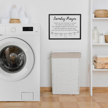 HomeRoots Black And White Laundry Prayer Wall Art