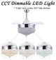 42" Modern Crystal Ceiling Fan with Lights and remote, Retractable Chandelier, Chrome, Neutral White (4000k)