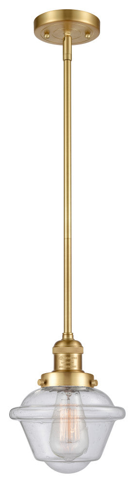 Small Oxford 1 Light Mini Pendant, Satin Gold, Seedy