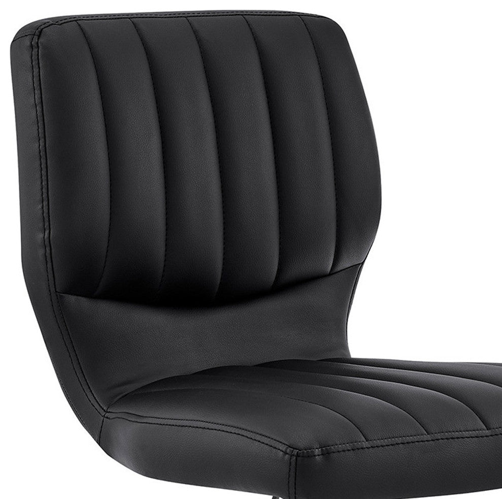 Black Faux Leather Textured Adjustable Bar Stool