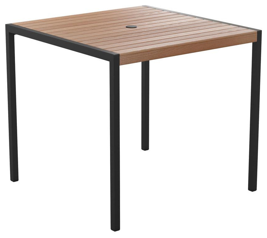 Lark Outdoor Dining Table With With Umbrella Holder Hole, Teak