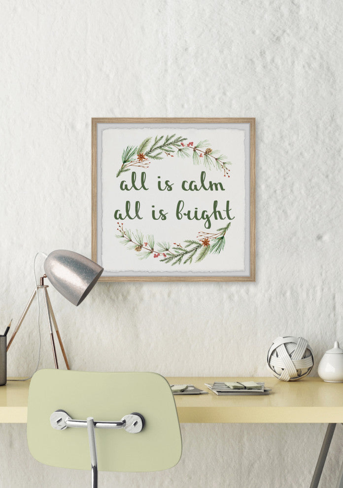 "All Is Calm and Bright" Framed Painting Print, 24x24