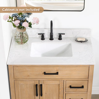 Engineered Stone Vanity Top in Grain White, 37", Single Sink