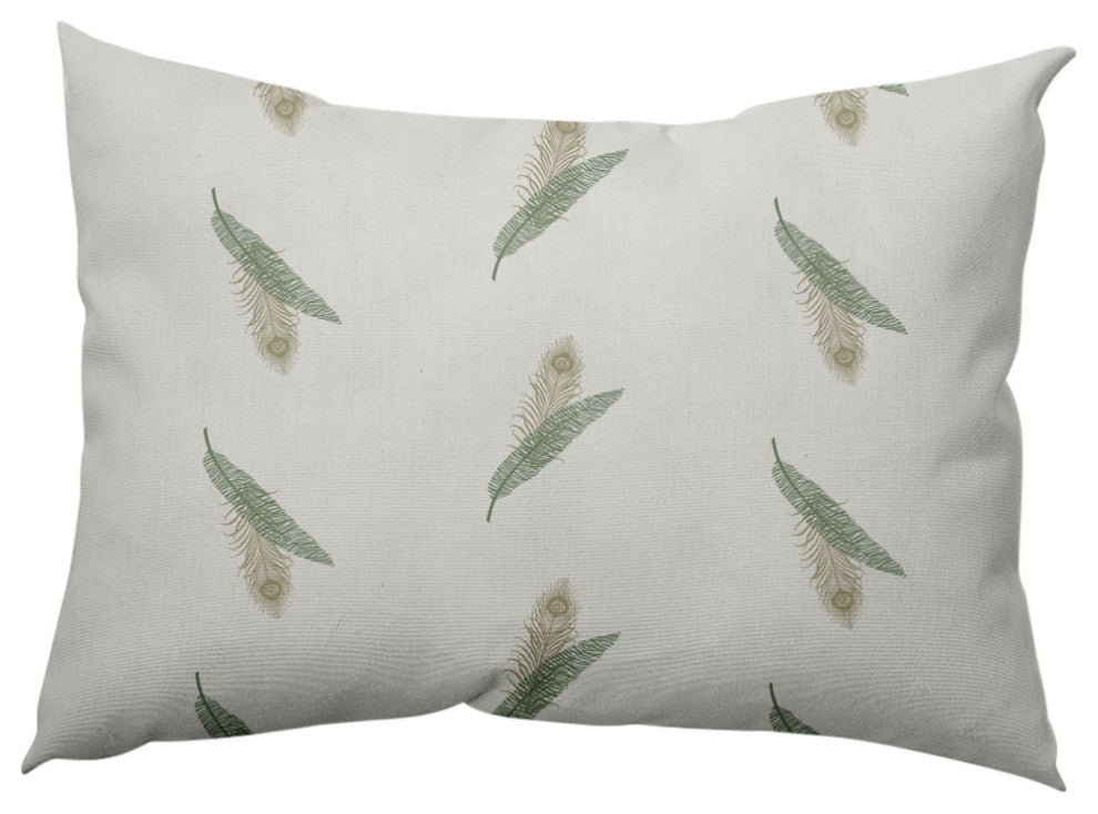 Feather Stripe Decorative Throw Pillow, Green, 14"x20"