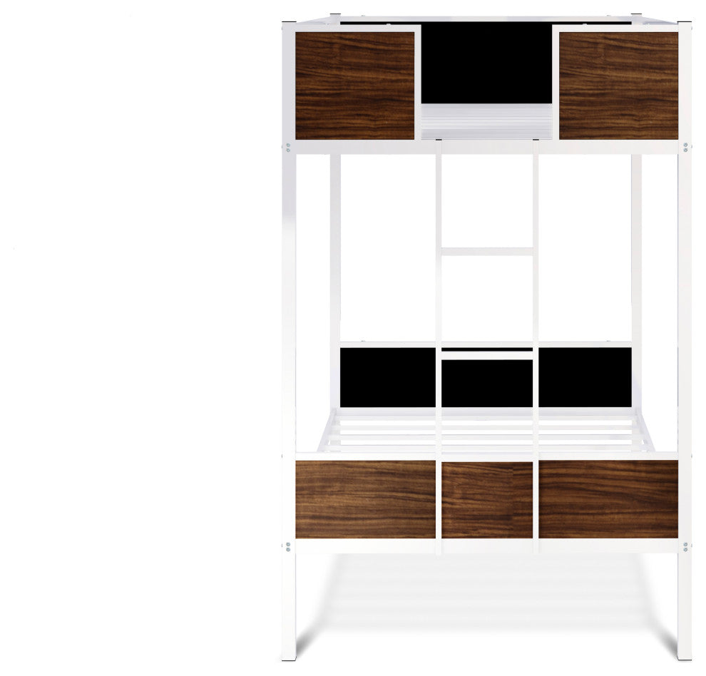 Lynfield Twin Bunk Bed In Powder Coating White Color