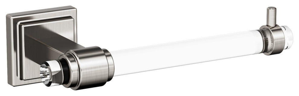 Amerock Glacio Contemporary Single Post Toilet Paper Holder, Clear/Brushed Nicke