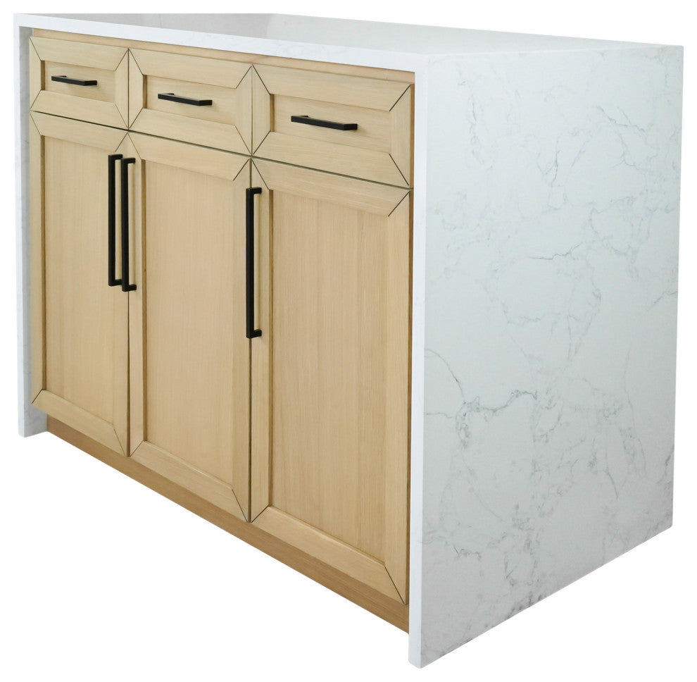 Palisade 48" Kitchen Island, Blonde, Engineered Marble