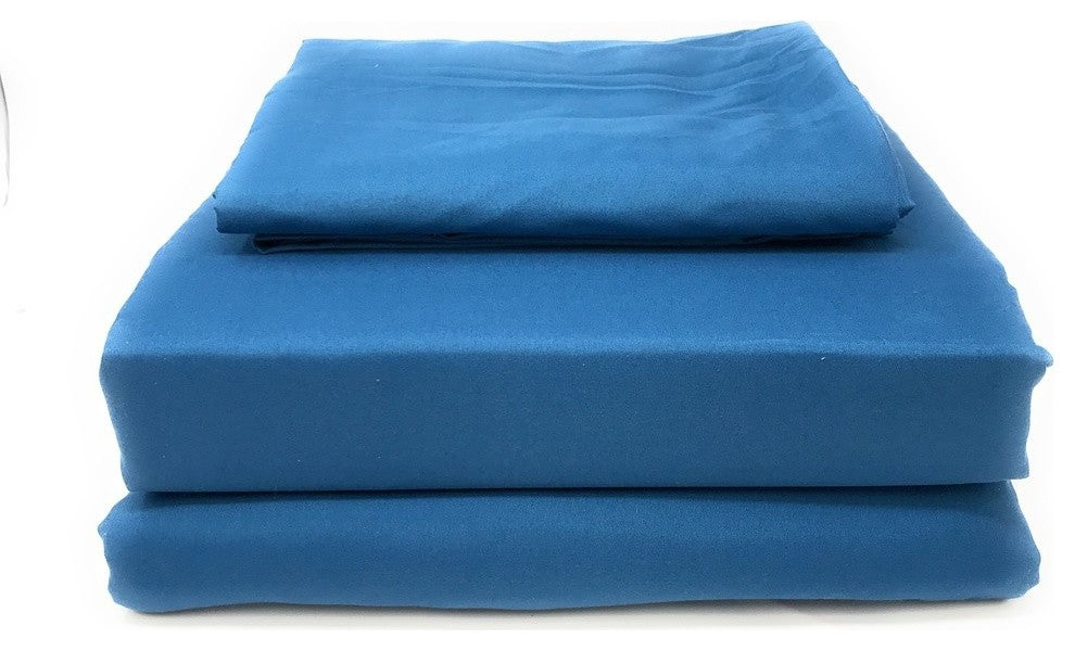 Solid Super Soft Colorful Bed Sheet Sets, Blue, Twin