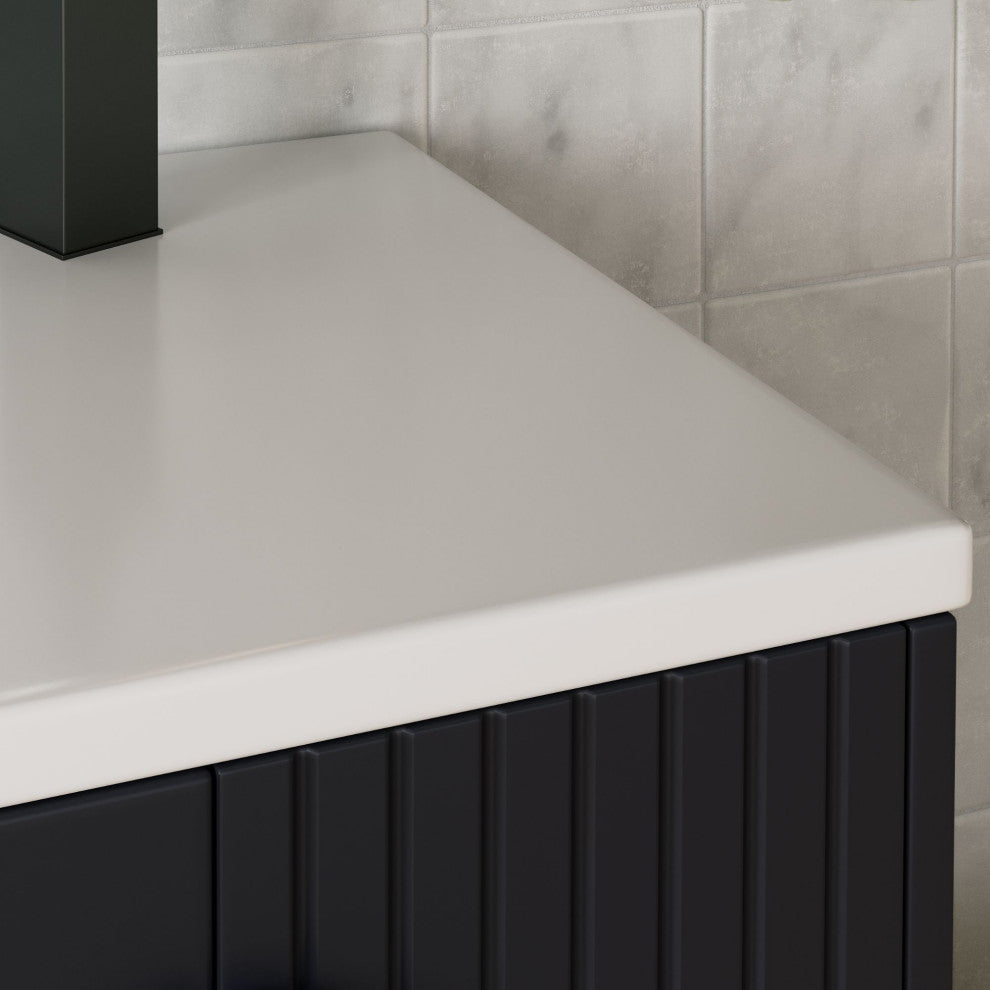 The Avila Bathroom Vanity, Black, 48", Single Sink, Freestanding