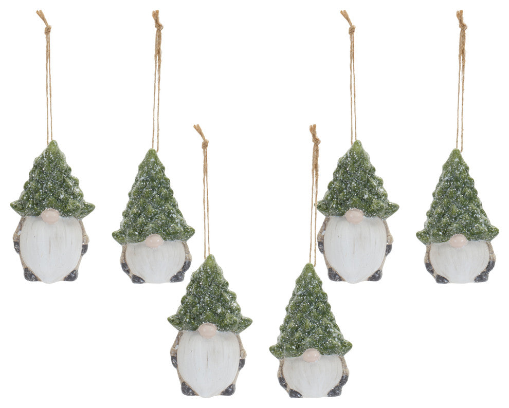 Gnome With Tree Hat Ornament, 6-Piece Set