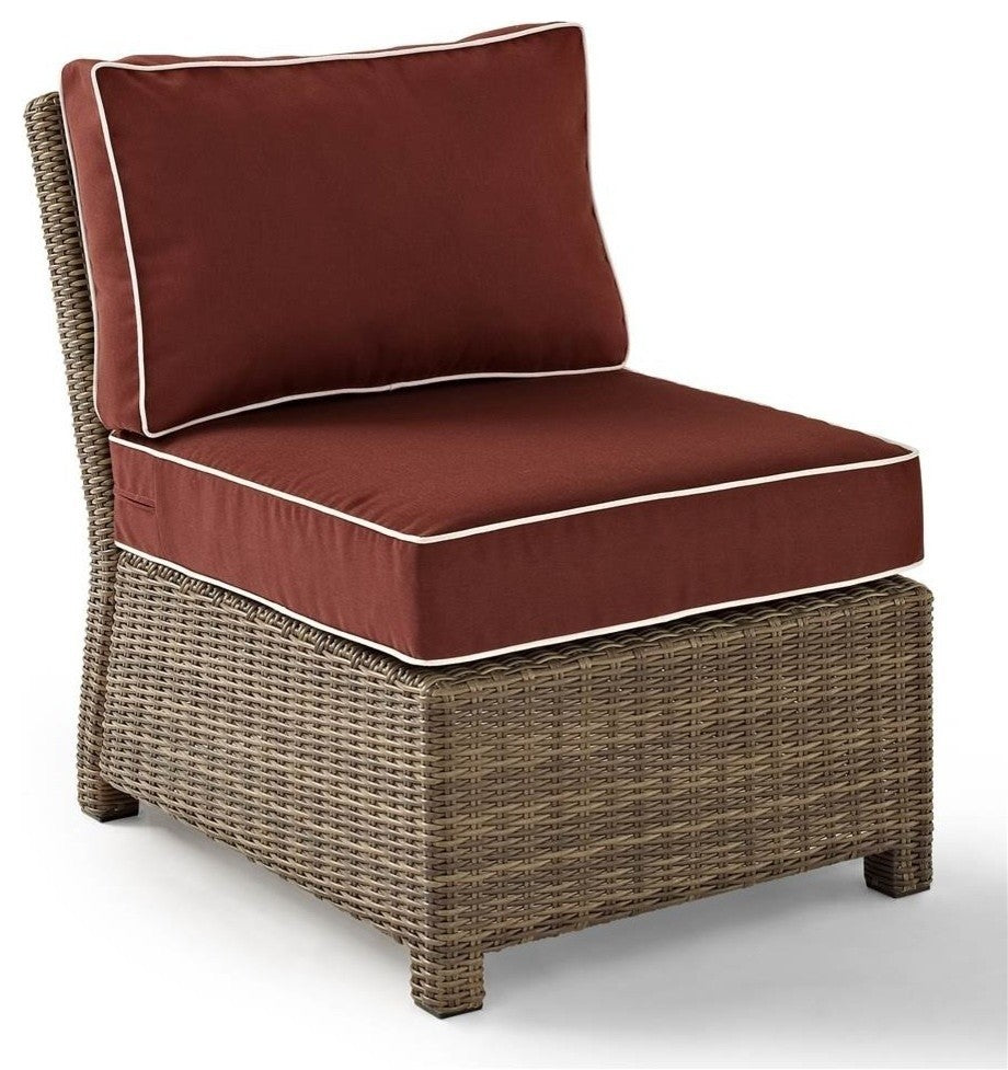 Bradenton Outdoor Wicker Sectional Center Chair With Sangria Cushions