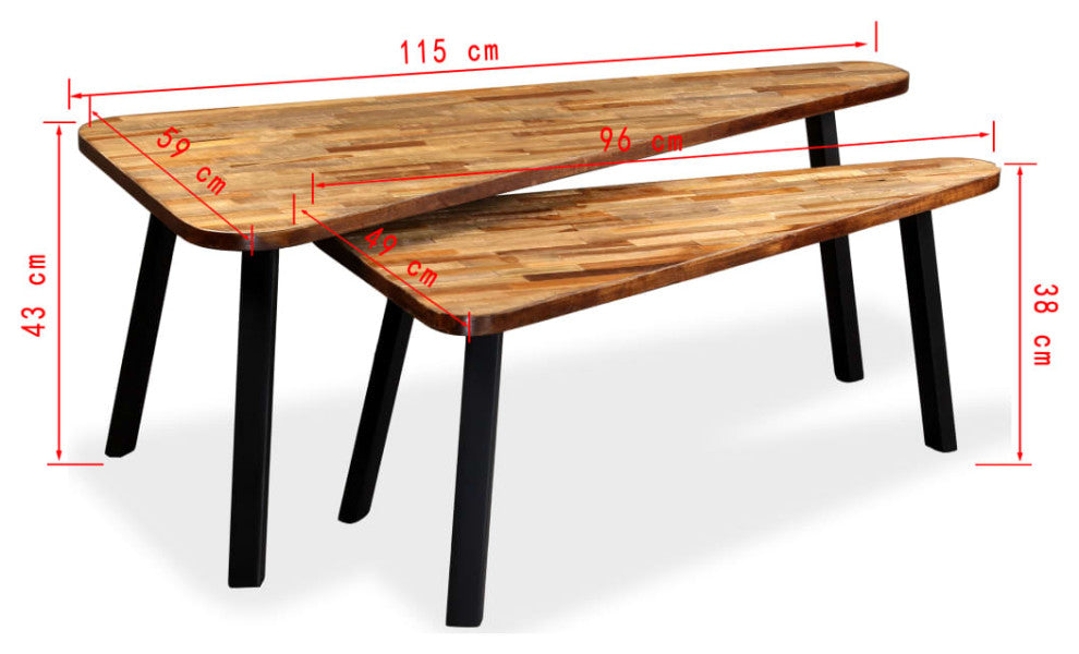 vidaXL Coffee Table Set 2 Pieces Reclaimed Teak