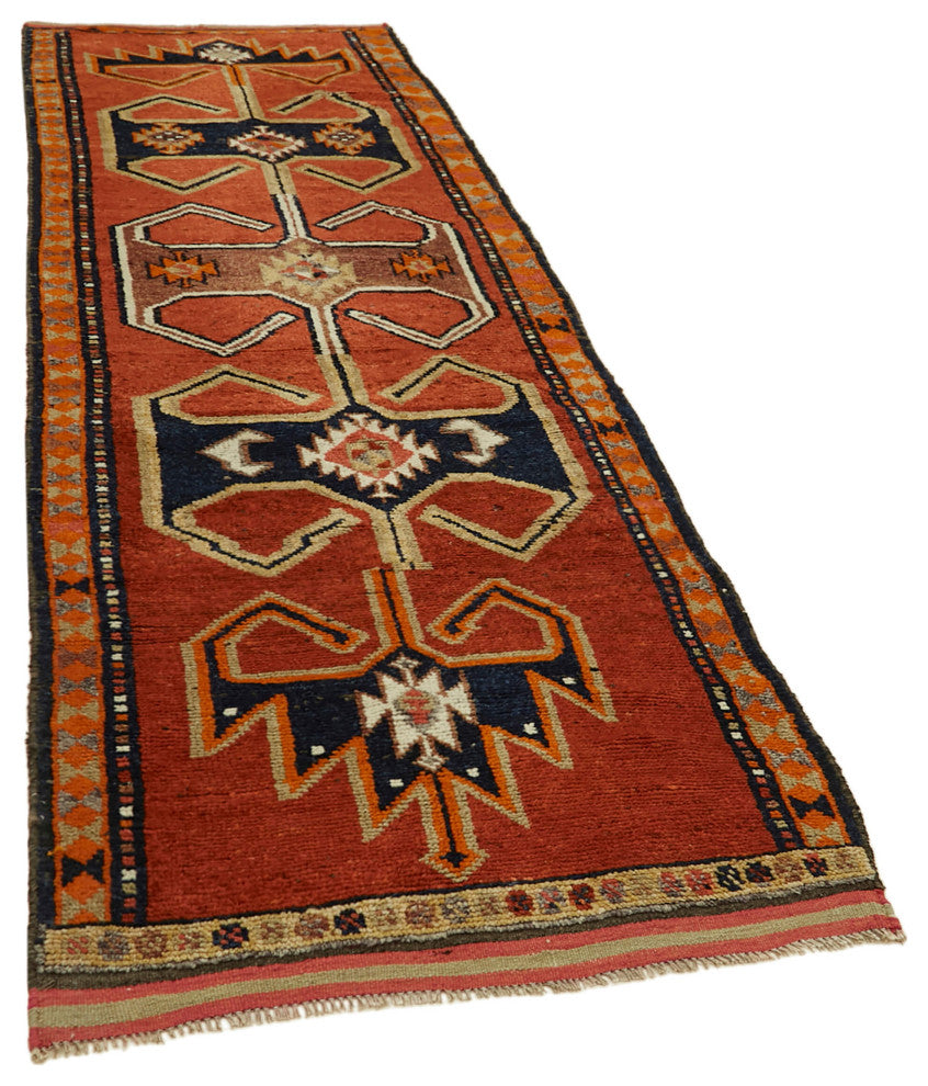 Rug N Carpet - Handmade Oriental 3' 5" x 12' 1" One-of-a-Kind Runner Rug