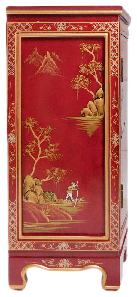 32" Tortoise Shell Red Oriental Cabinet