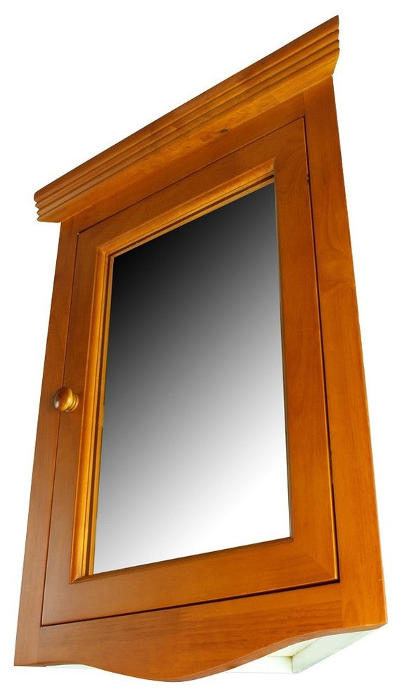 Bathroom Medicine Cabinet with Mirror Golden Oak Hardwood Corner Wall Mount