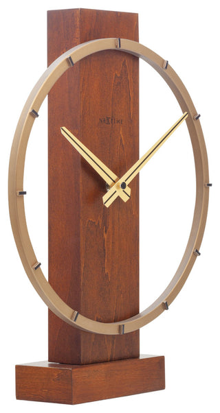 Carl Wooden Table or Wall Clock, 14x10", Brown