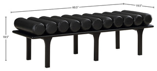 Landon Faux Leather Bench, Black, Black Finish