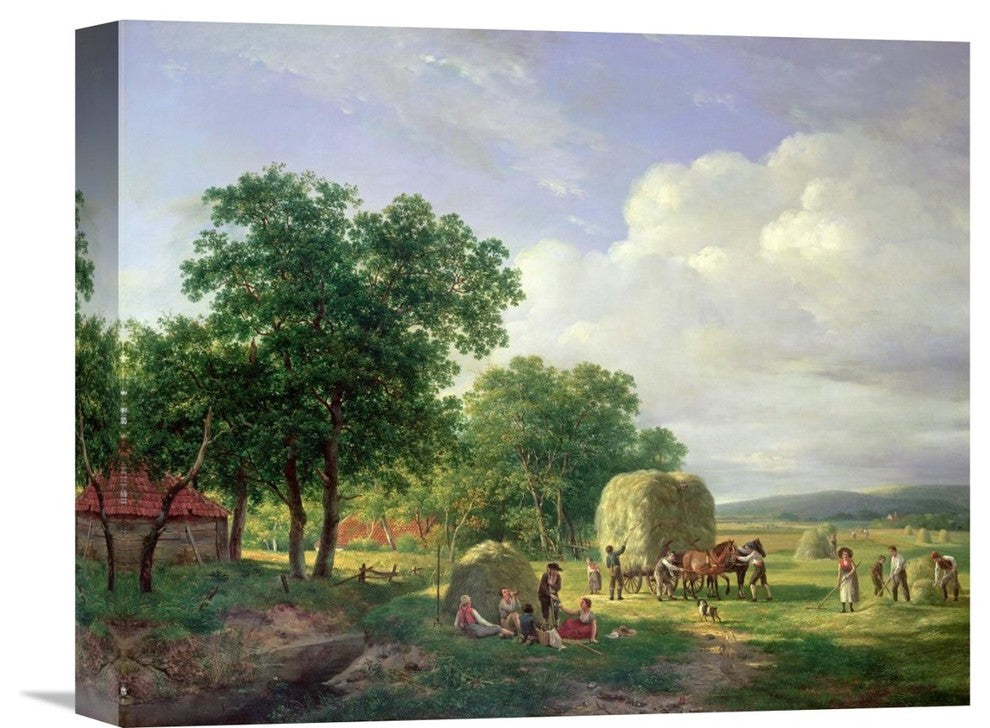 "A Wooded Landscape With Haymakers" Artwork, 16" x 13"