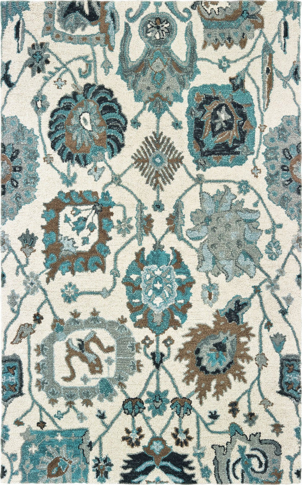 Oriental Weavers Zahra Collection Ivory/ Blue Oriental Indoor Area Rug 5'X8'