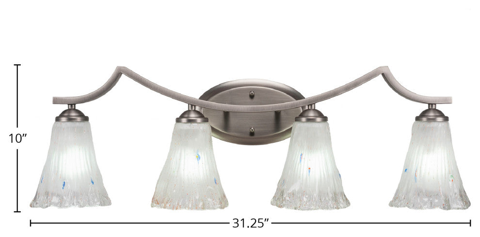Zilo 4 Light Bath Bar, 5.5" Fluted Frosted Crystal Glass