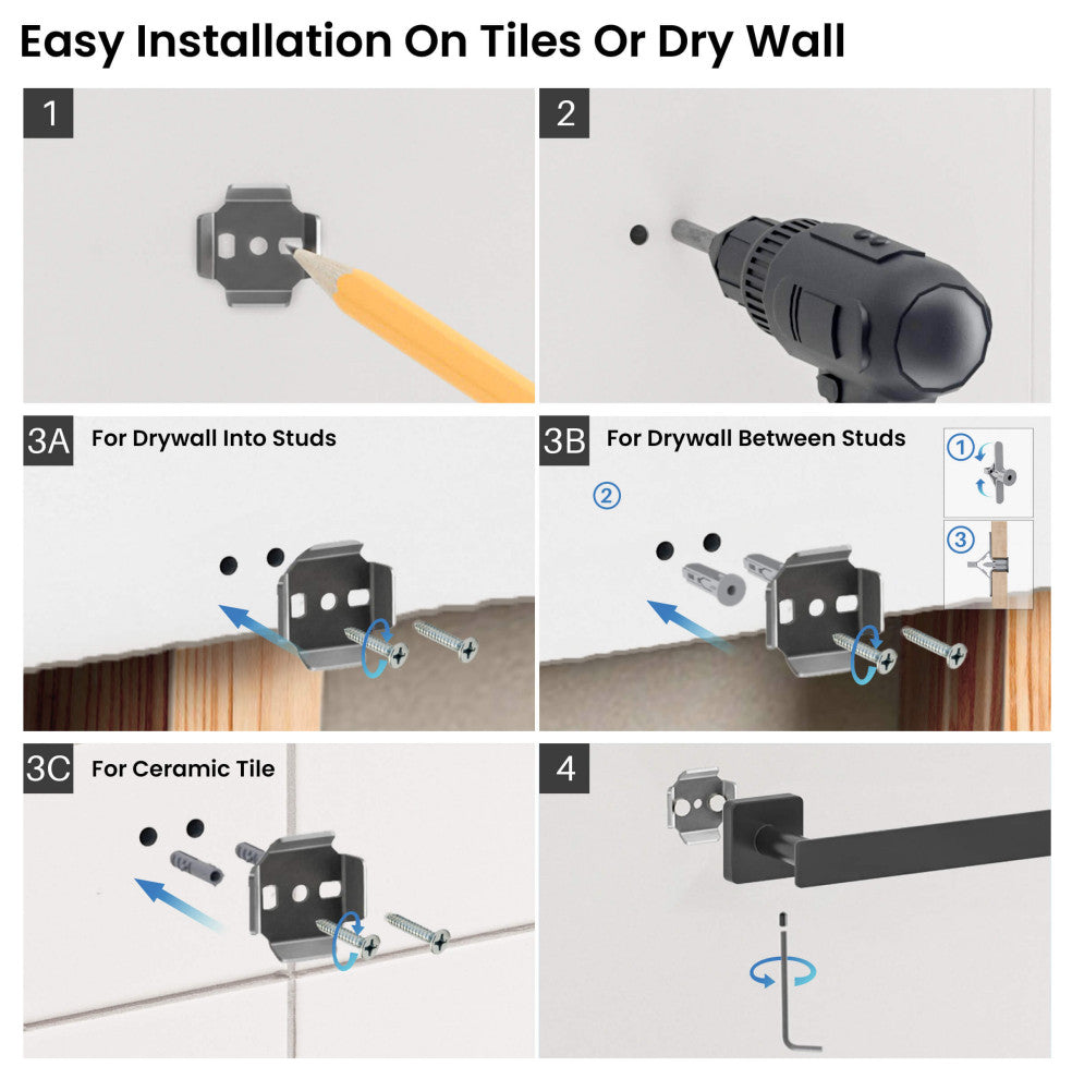 Blaze 4 Piece Bathroom Hardware Set, Matte Black