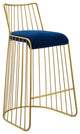 Rivulet Gold Stainless Steel Upholstered Velvet Bar Stool, Gold Navy