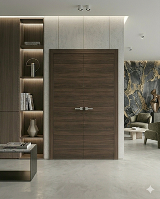 Interior Modern French Double Doors | Planum 0010 Chocolate Ash, 72"x96"