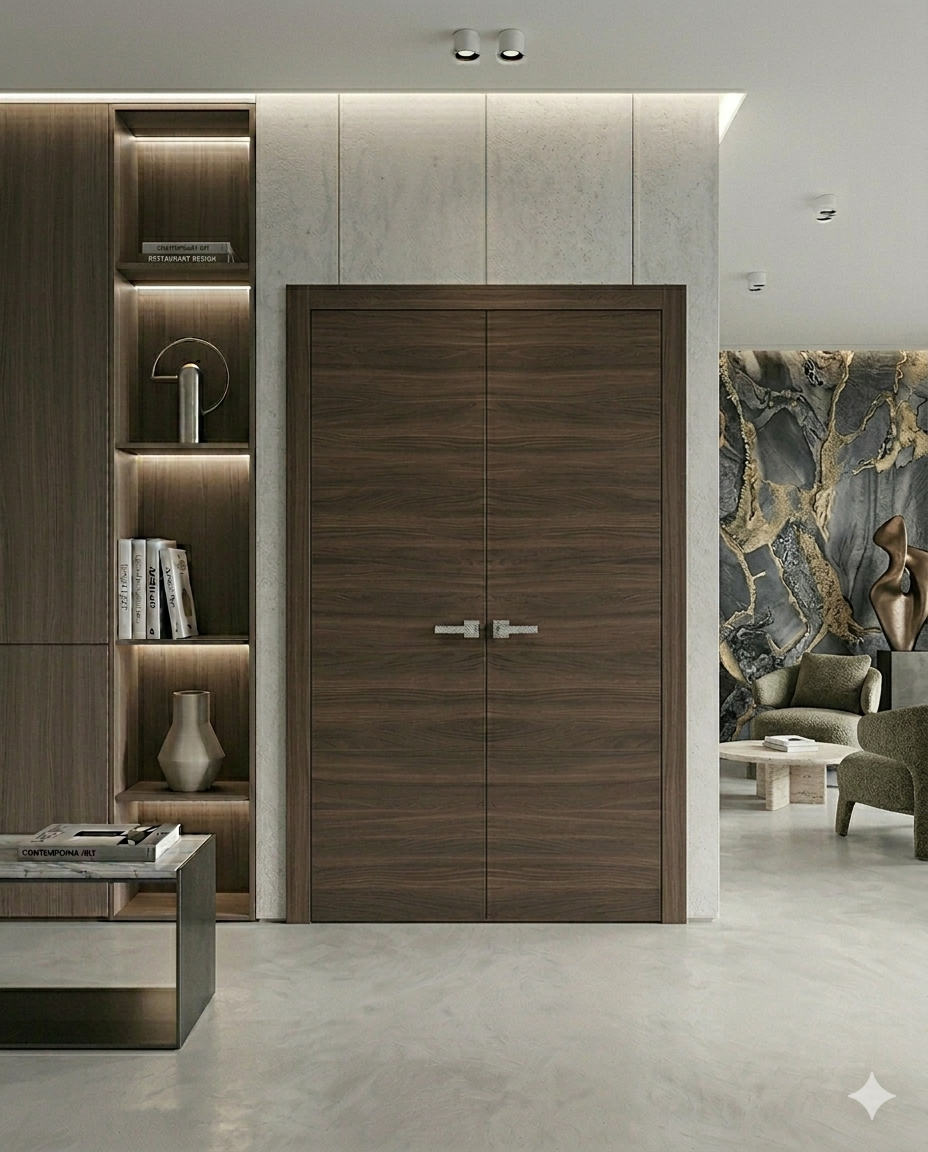 Interior Modern French Double Doors | Planum 0010 Chocolate Ash, 72"x96"