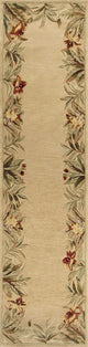 HomeRoots 10' Ivory Hand Tufted Bordered Tropical Plants Indoor Runner Rug
