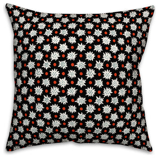 Abstract Snowflake Pattern, Black Throw Pillow, 18"x18"